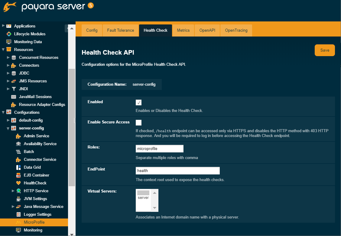 Set Health Check Configuration