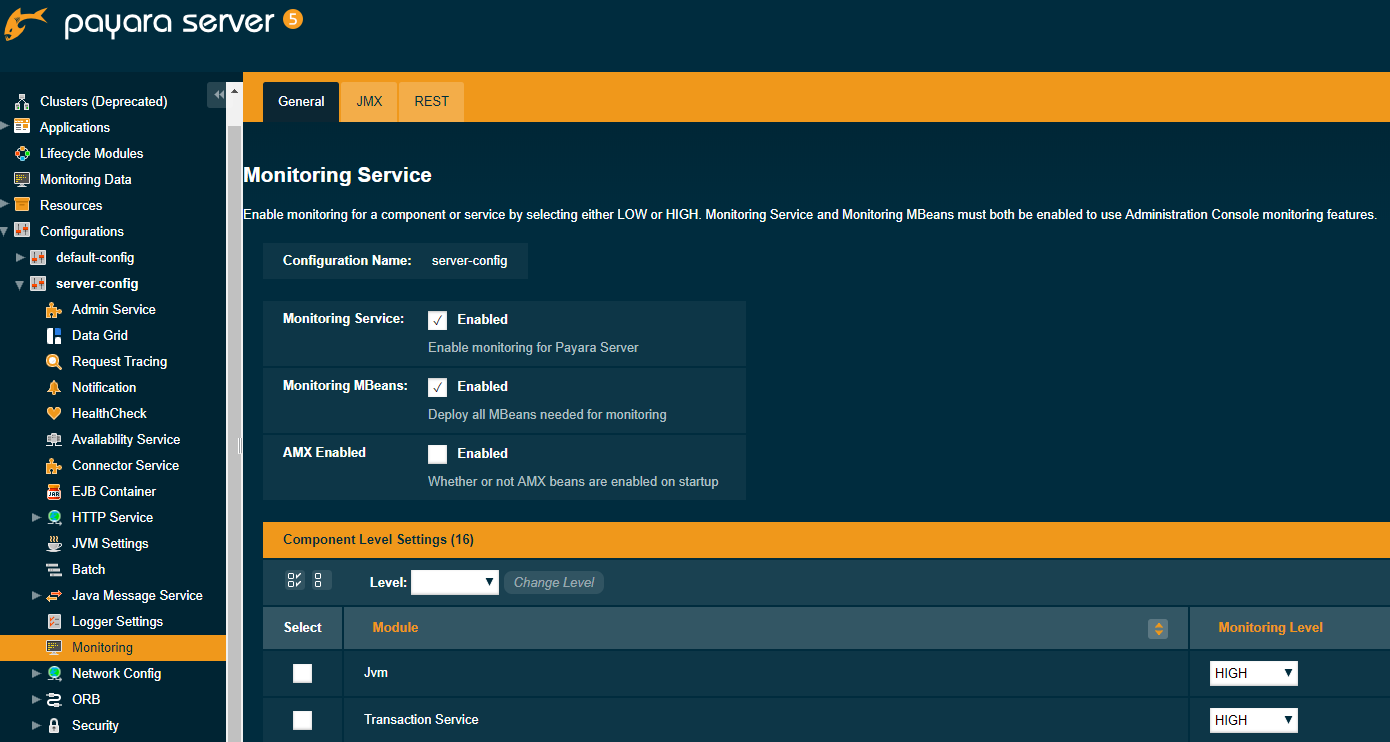 Monitoring Service Configuration in the Admin Console